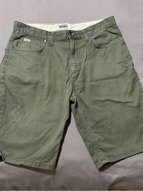 Vans Olive Green Chino Flat Front Shorts